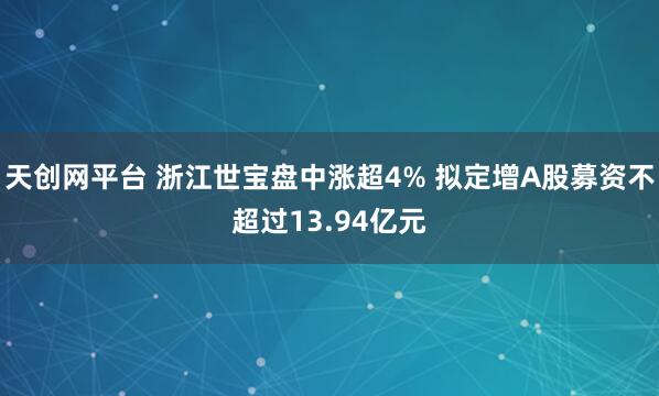 天创网平台 浙江世宝盘中涨超4% 拟定增A股募资不超过13.94亿元