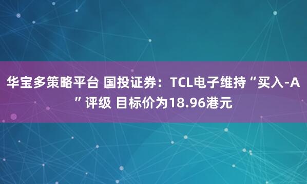 华宝多策略平台 国投证券：TCL电子维持“买入-A”评级 目标价为18.96港元